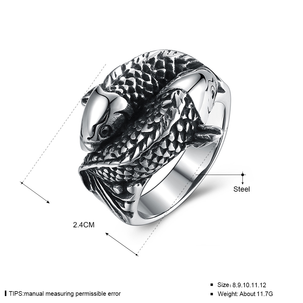 Men's Stainless Steel Double Fish Ring