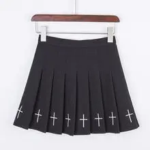 Pleated skirt women's embroidered skirt Black - Shop at LoveMi