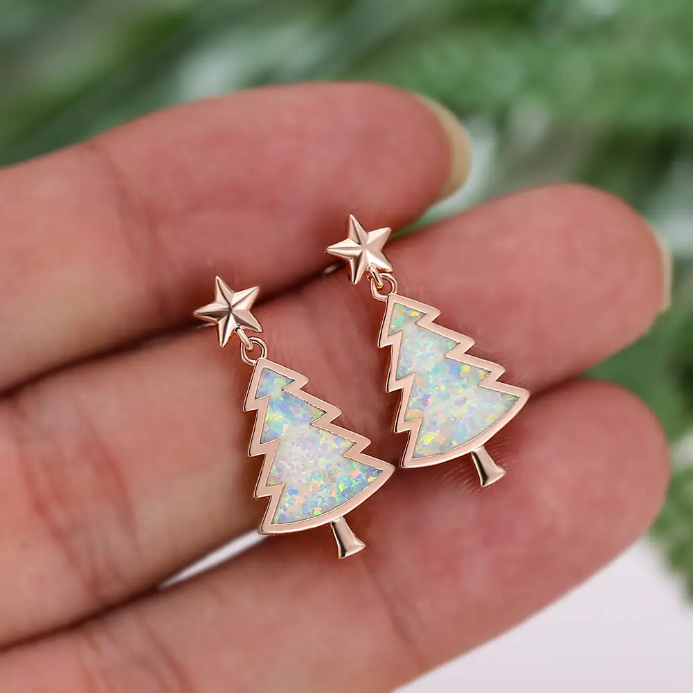 Christmas tree pentagram earrings