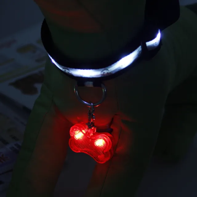 New LED Dog Bone Shape ID Tag Pet Safety Collar Pendant Red - Shop at LoveMi
