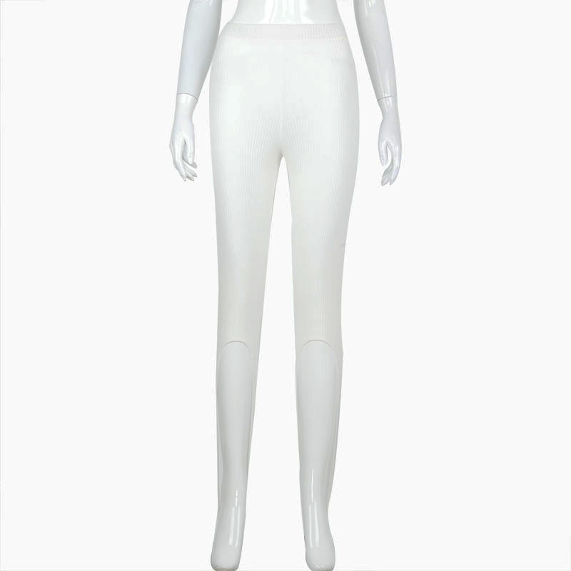 Striped slimming knitted five-point pants step on pants
