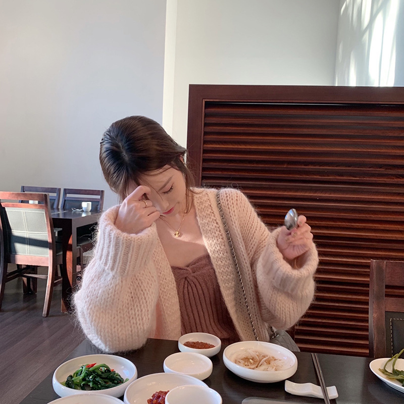 Knitted cardigan lazy mohair sweater coat