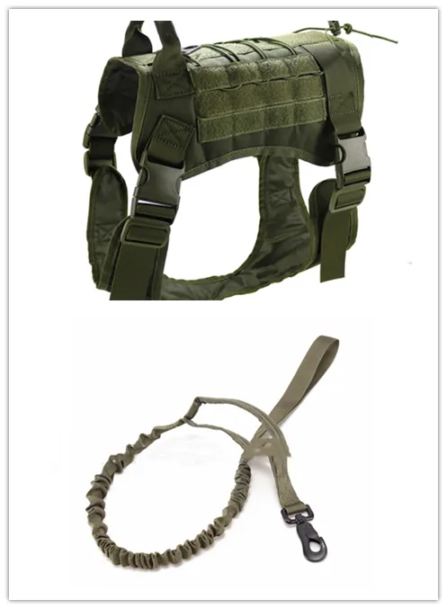 Tactical large dog vest dog patrol equipment pet dog clothes K9 chest strap Army Green Set - Shop at LoveMi
