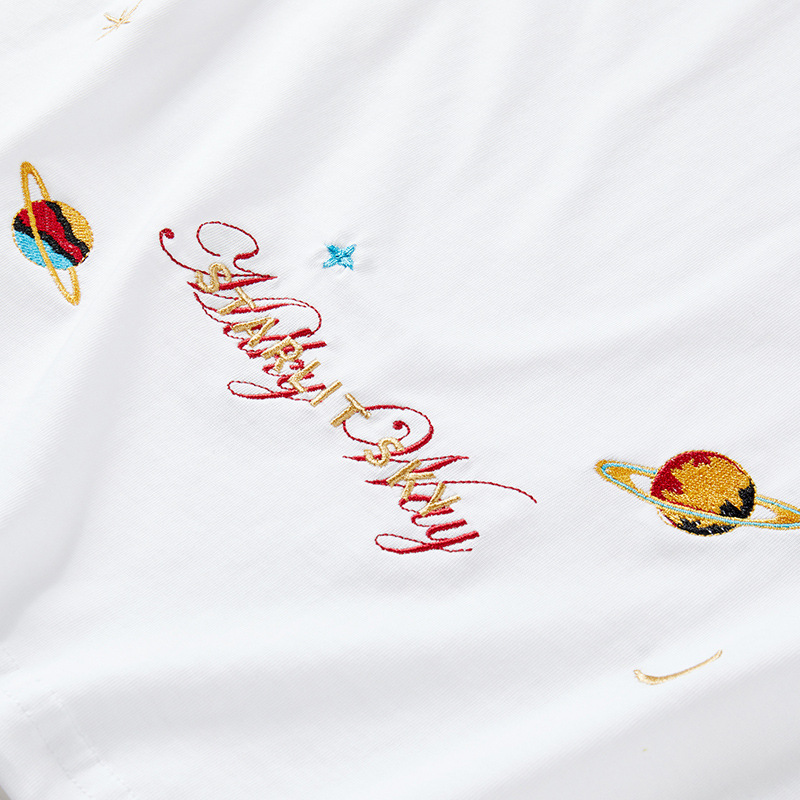 Starry sky embroidered short-sleeved t-shirt