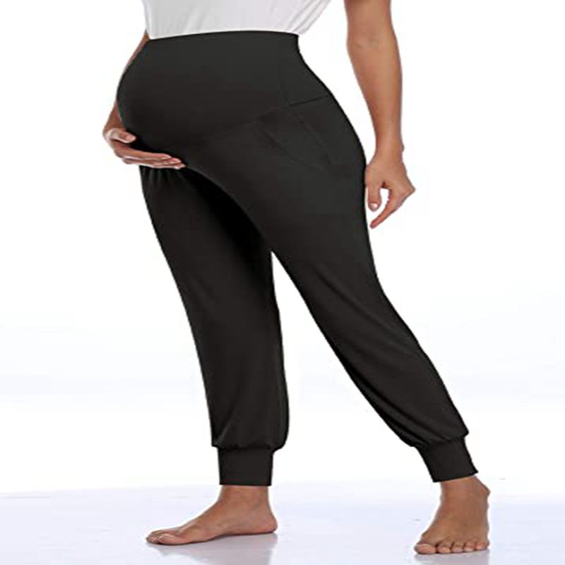 European and American solid color belly lift trousers