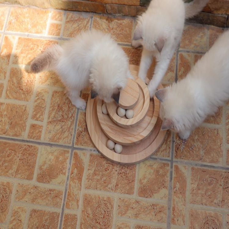 Three-layer cat turntable with wooden balls