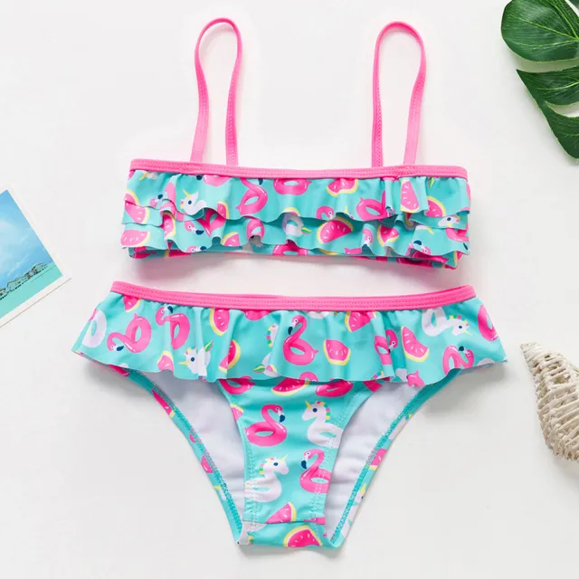 Fashion new flamingo split ruffled girls bikini suit Fashion New Flamingo Split Ruf - Shop at LoveMi