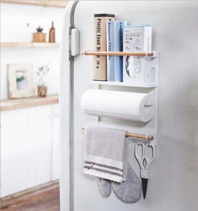 Refrigerator Rack Side Hanging Magnet Shelf Kitchen Refrigerator Storage Side Shelf Rack Paper Towel Rack 1 Style - Shop at LoveMi