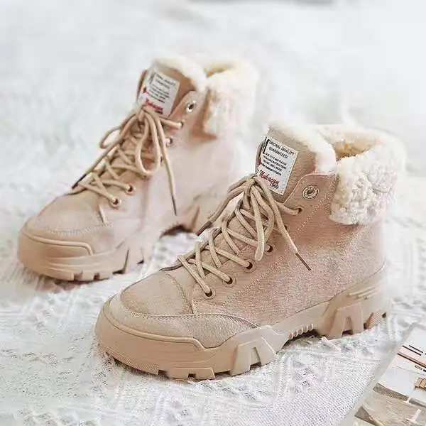 Plush thick cotton shoes Khaki - Shop at LoveMi