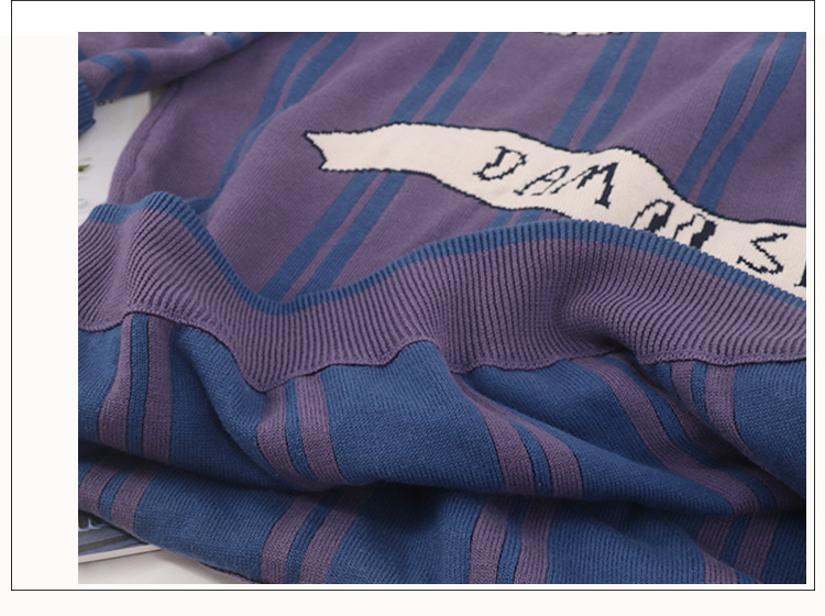 Cute bear retro sweater half high neck pullover sweater