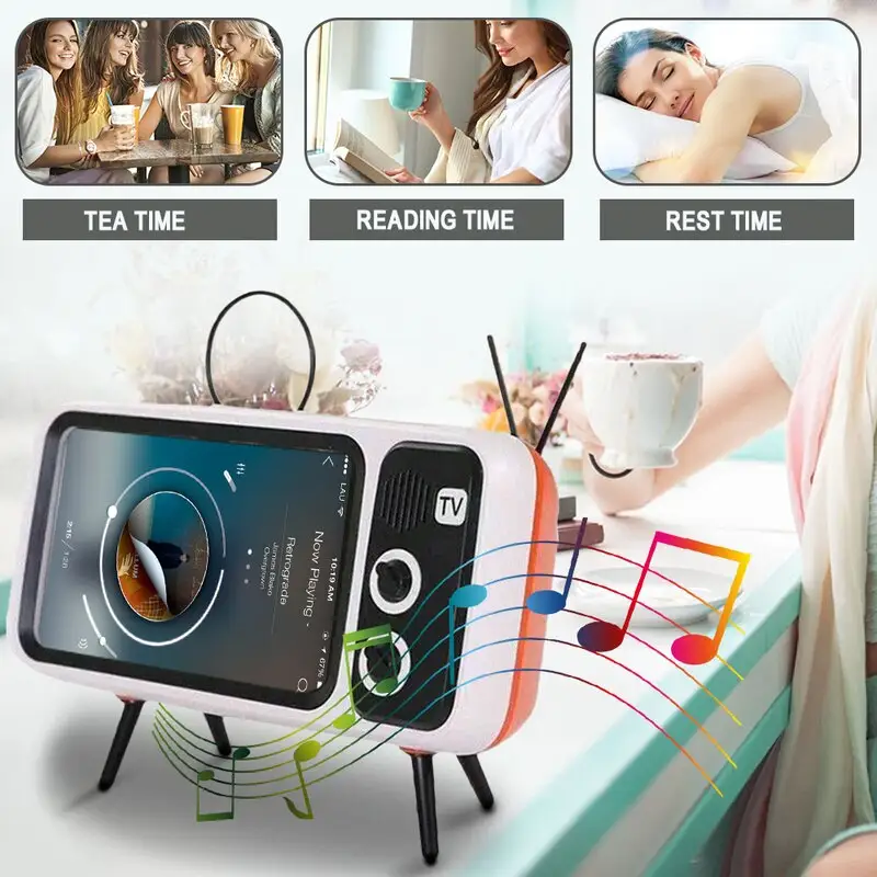 Retro TV Bluetooth Speaker Phone Holder