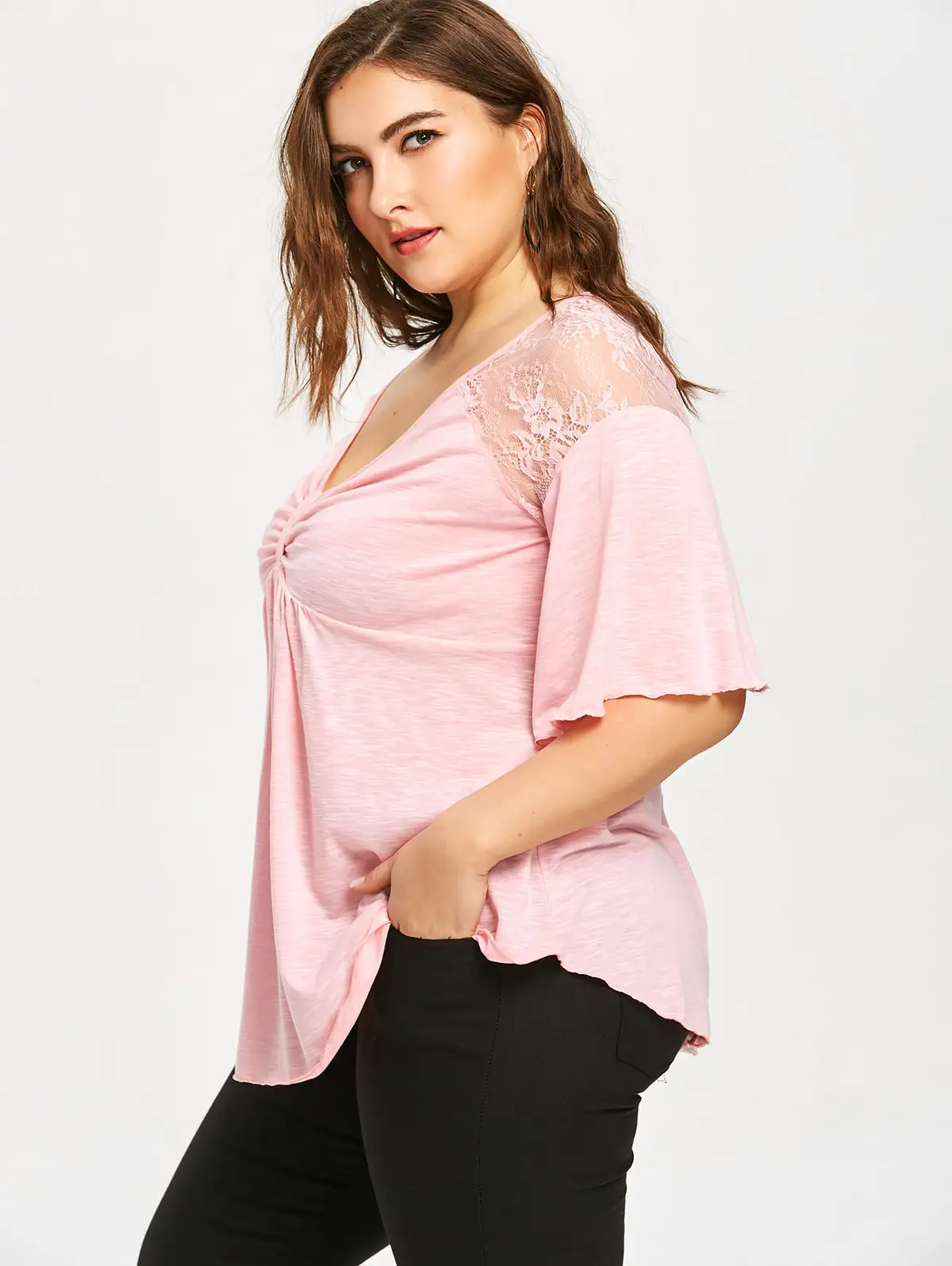 Stitching lace shirt