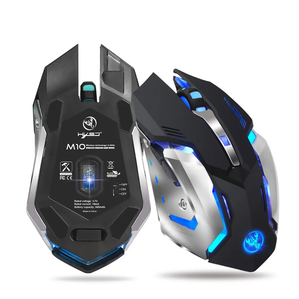 HXSJ new wireless mouse 2.4GPI gaming glowing