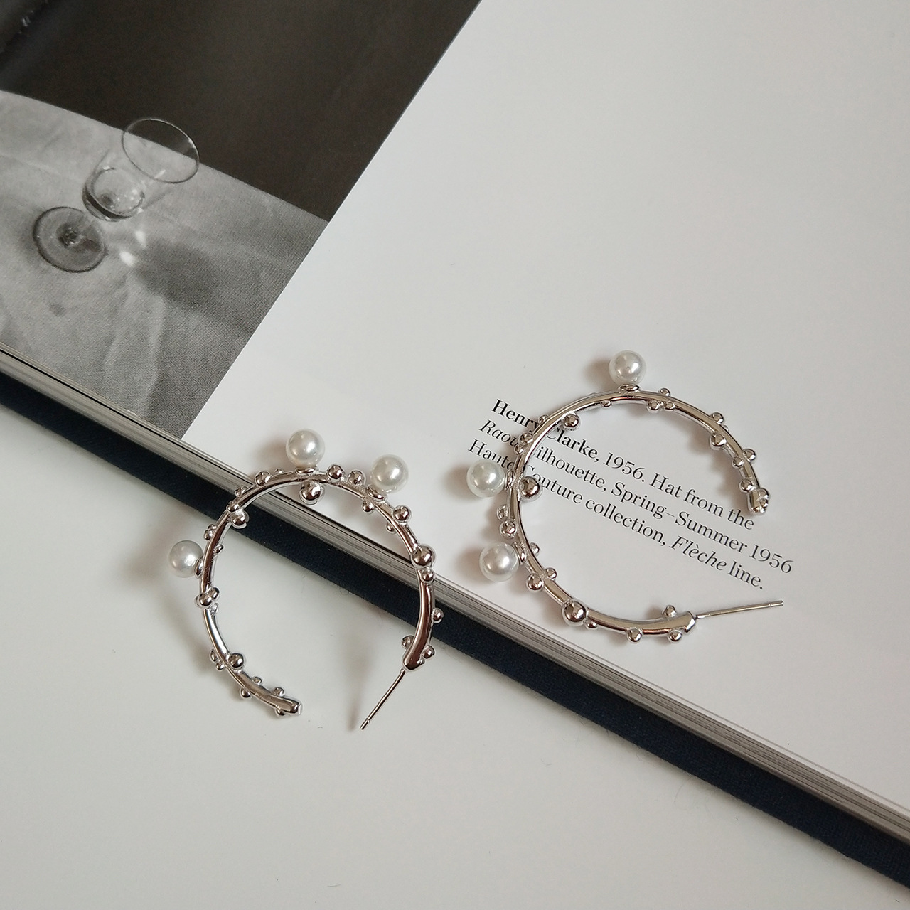 925 Sterling Silver Shell Bead Branch Stud Earrings