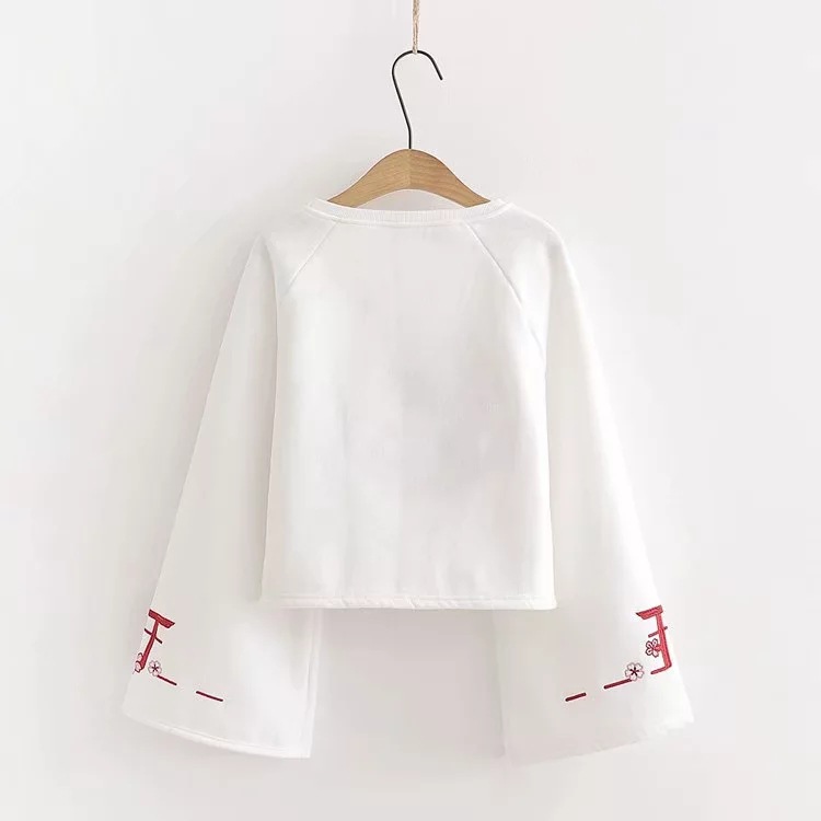 Literary Chinese style bow tie embroidery plus velvet short sweater