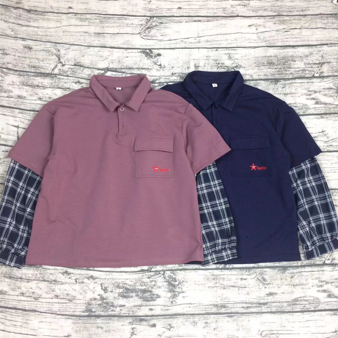 Letter matching Plaid sleeve sweater