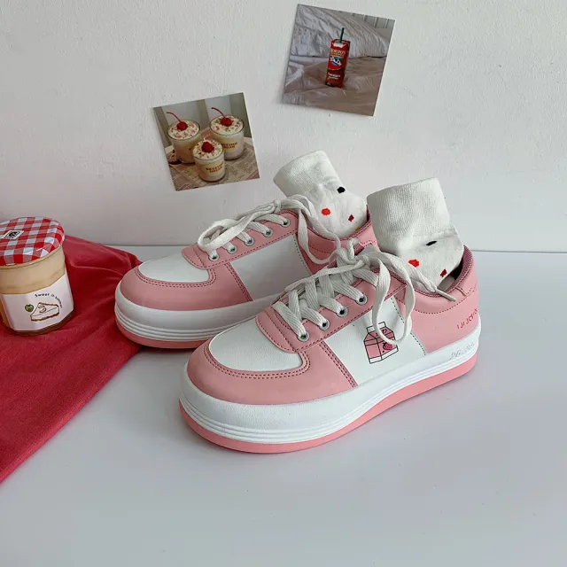 New cute Lolita soft girl sneakers Pink - Shop at LoveMi