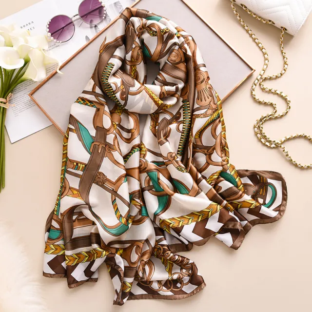 Retro lock environmental protection warm silk scarf Khaki - Shop at LoveMi