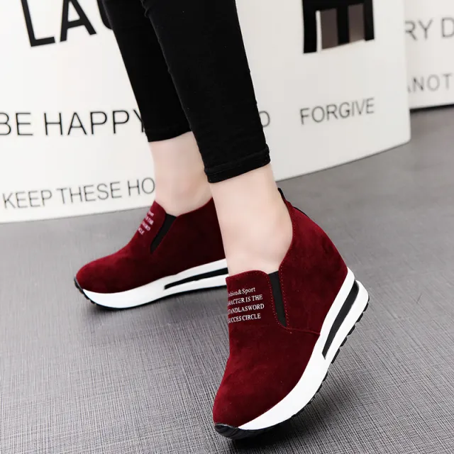 Women's Wedge Heel Platform Inner Height Increase Shoes Red - Shop at LoveMi