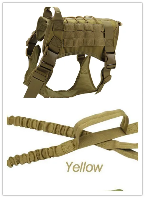 Tactical large dog vest dog patrol equipment pet dog clothes K9 chest strap Khaki Set - Shop at LoveMi