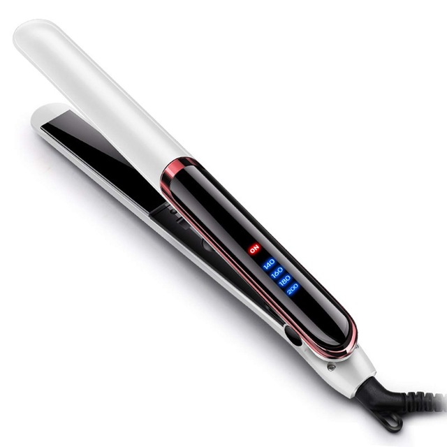 LED display straight hair curling double with curling iron White - Shop at LoveMi