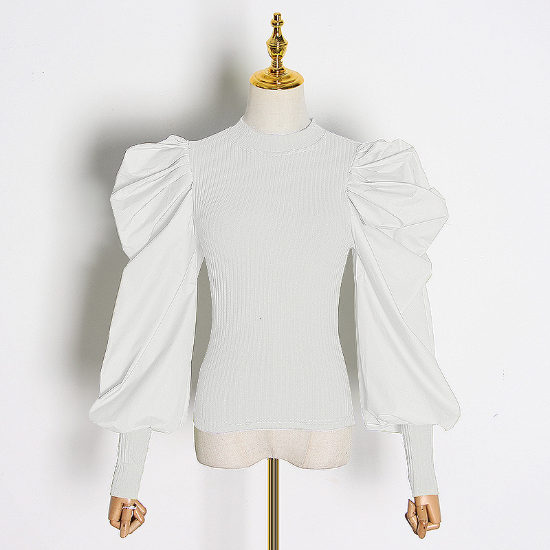 Lantern Puff Sleeve Panel Shirt