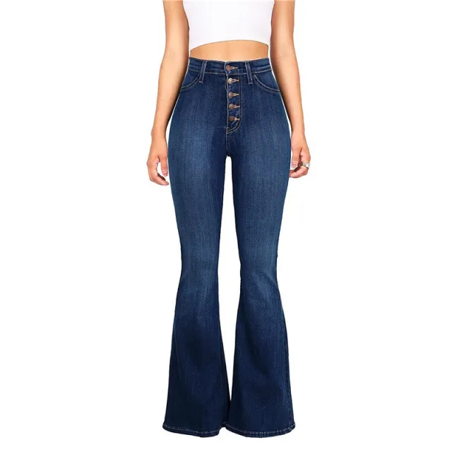 New high waist stretch jeans Navy - Shop at LoveMi