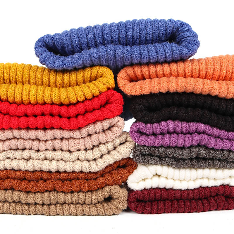 Pure color striped all-match knitted hat