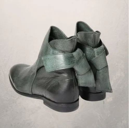 Back bow short Martin boots Fufeng Roman boots Green - Shop at LoveMi