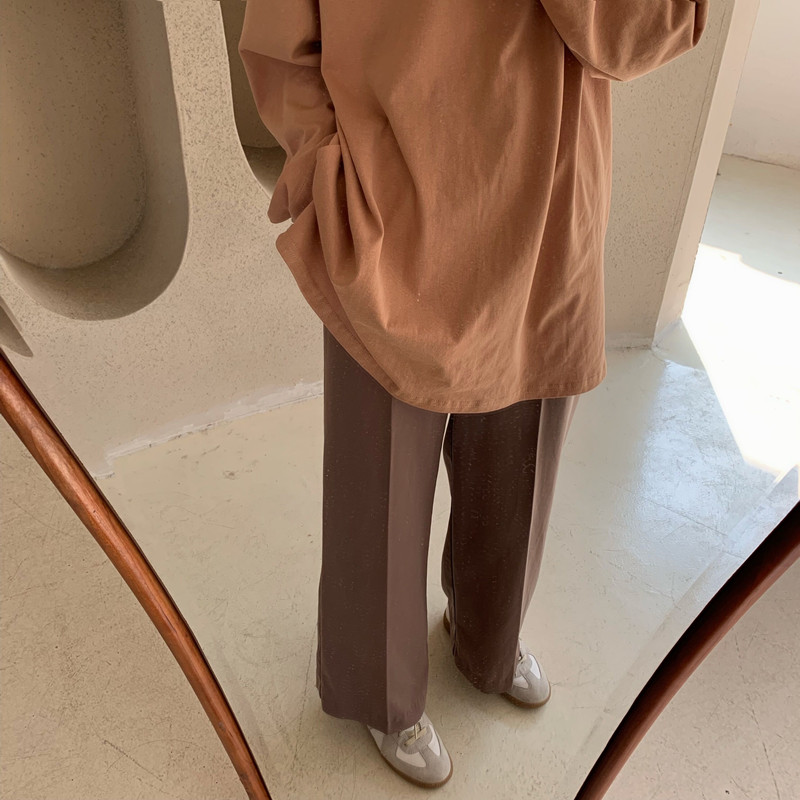 Solid color split long sleeve bottoming shirt