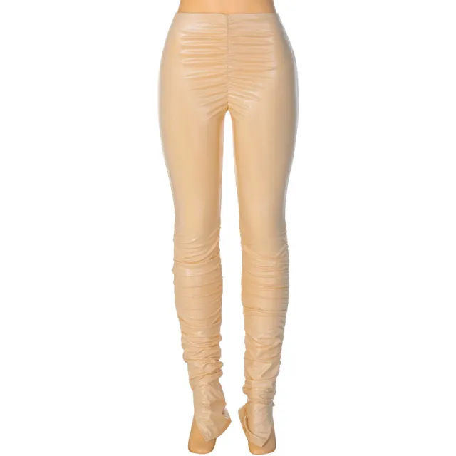 Fashion Leggings side slit pleated pencil pants Khaki - Shop at LoveMi