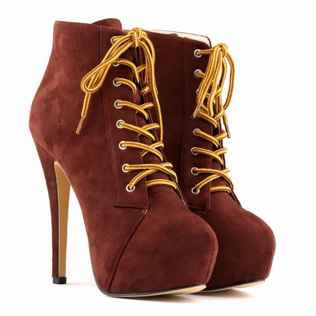 Martin boots super high heels Coffee - Shop at LoveMi