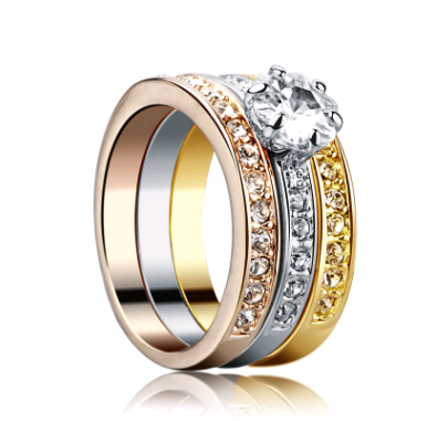 Three-ring ring personality inlaid crystal zircon ring Fashion creative jewelry