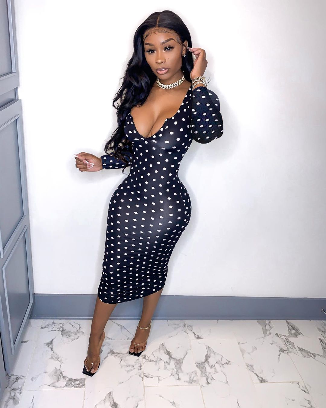 Women's explosive fashion sexy polka dot dress
