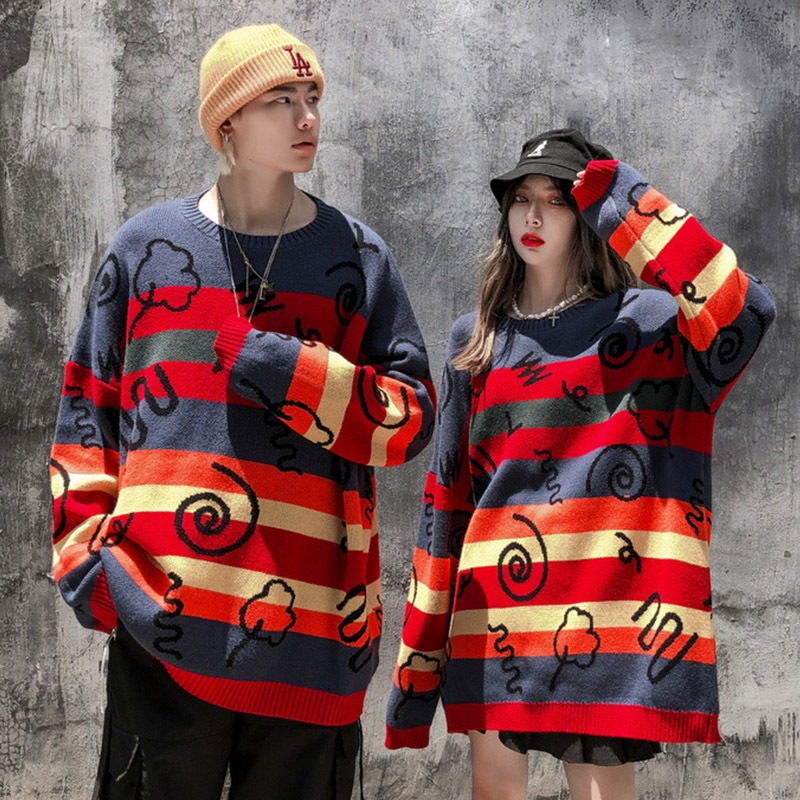 Sweater men's round neck loose and lazy