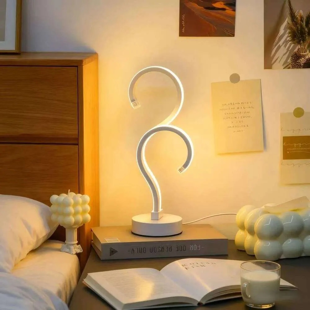 Creative Double Question Mark Elegant White Desktop Lamp, USB Power Supply - Three Color Lighting, Suitable For Bedroom — foto 4