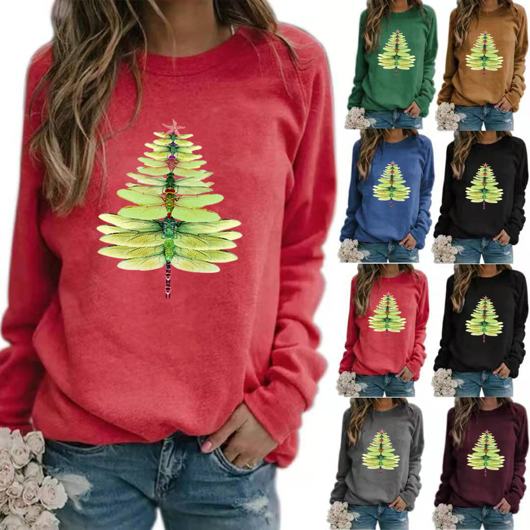 Dragonfly print crew neck top