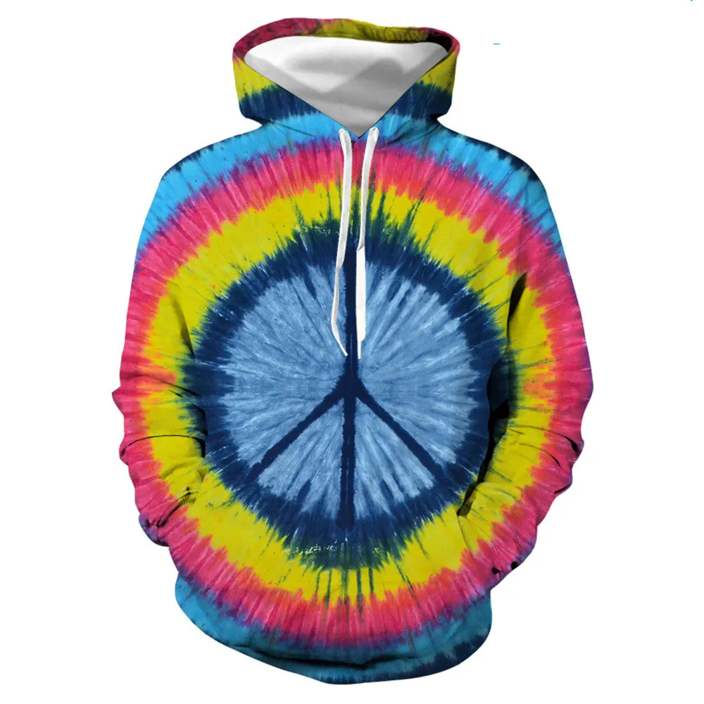 Tie-dye digital print pullover hoodie - Pys13853-Xxl