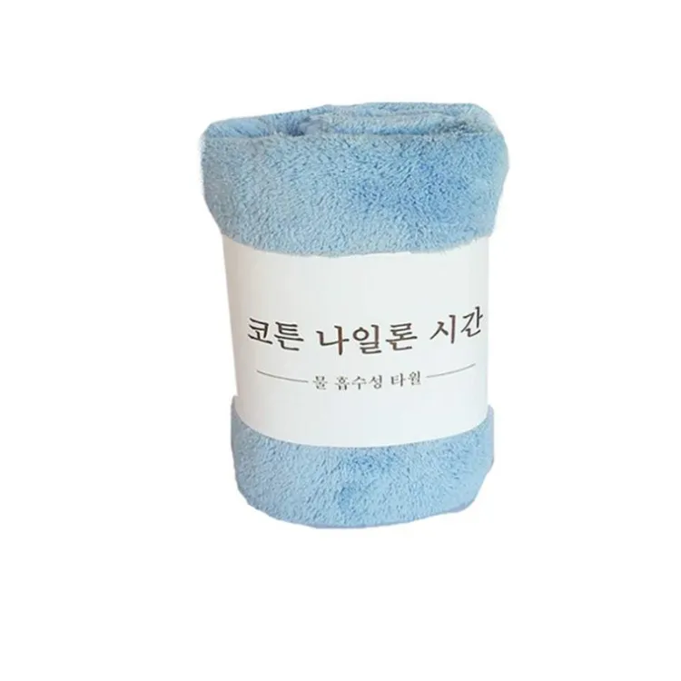 Soft Face Wash Coral Fleece Absorbent And Breathable Towel - Light Blue