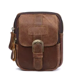 Retro fashion leather men's Fanny packs - Brown - View 1