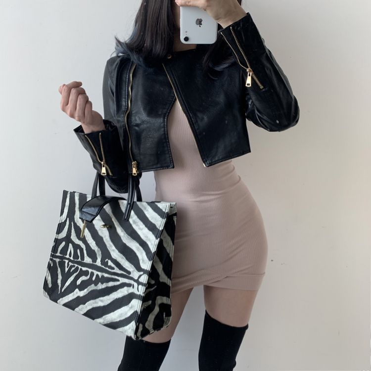 European and American Motorcycle PU Leather Ladies Jacket