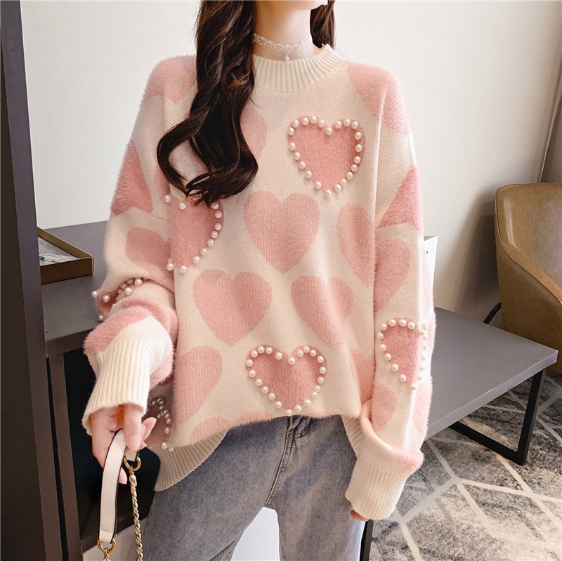 Women's pullover loose love sweater