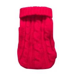 Pet sweater thick knit cat fashion warm clothing - Red - View 1