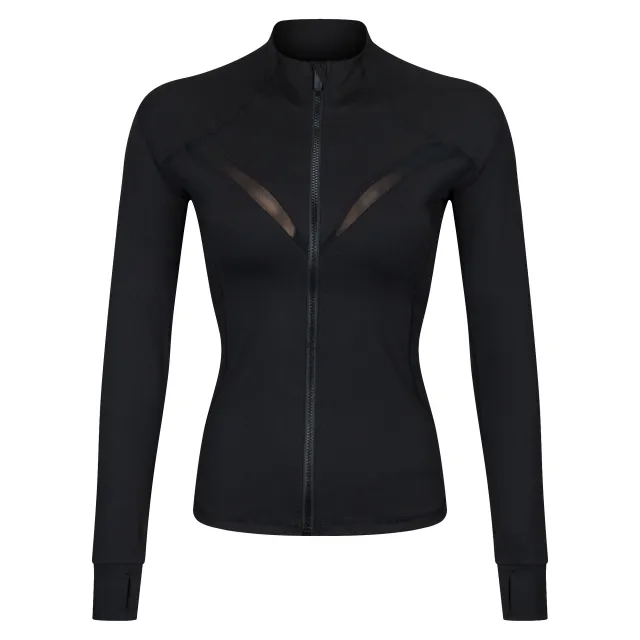 Slim Fit Zipper Stand Collar Exercise Yoga Suit Jacket Black - Shop at LoveMi