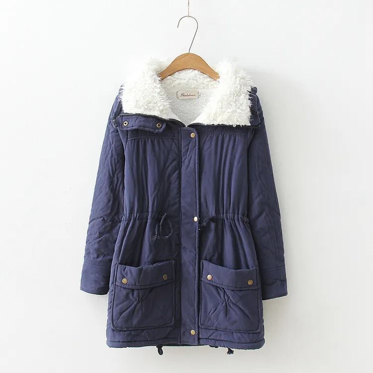 Candy-colored waist-strap cotton coat - Navy