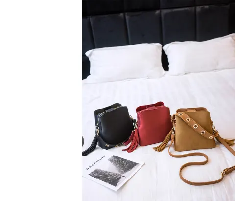 Spring New Frosted Tassel Bucket Bag Korean Version