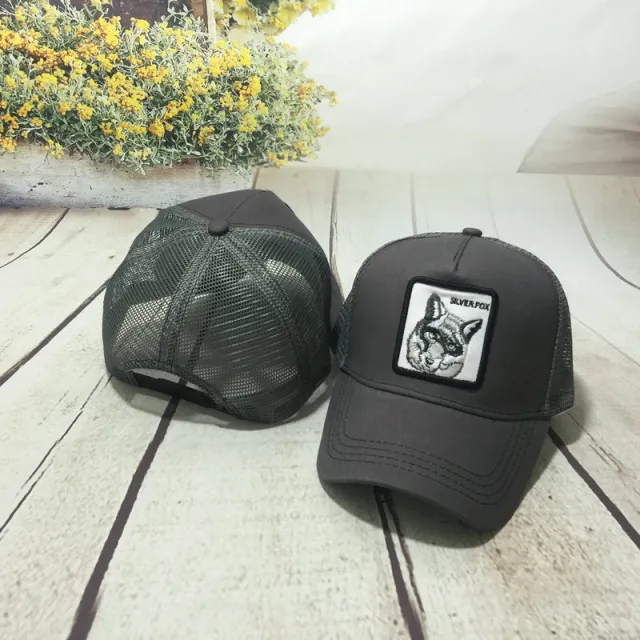 Animal embroidery baseball cap men and women summer Fox Grey - Shop at LoveMi