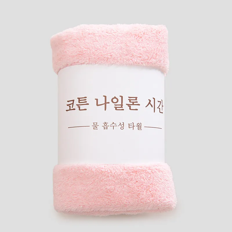 Soft Face Wash Coral Fleece Absorbent And Breathable Towel - Light Pink