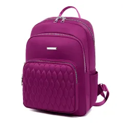 Oxford cloth student school bag large capacity travel backpack - Purple - View 1