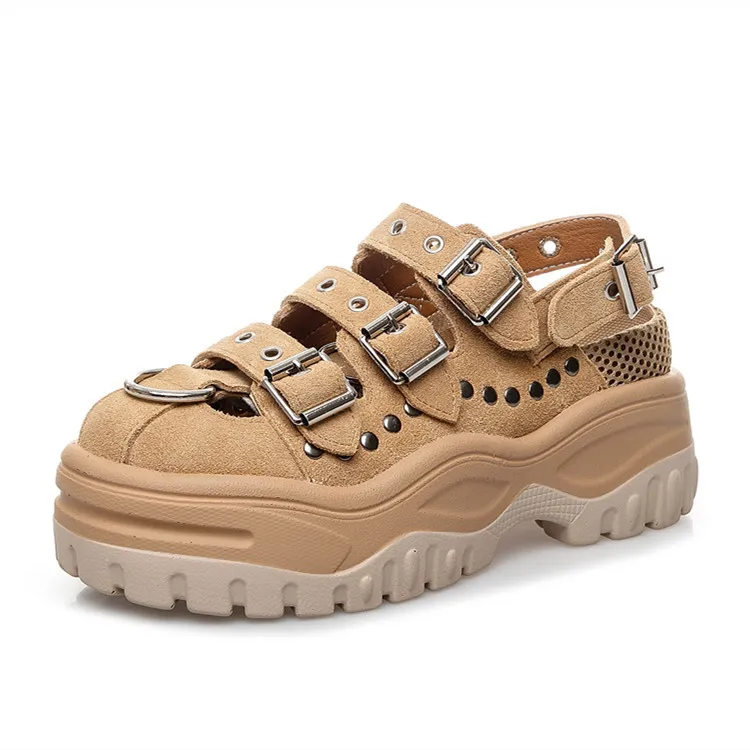 Solid Color Platform Summer Platform Sandals - Yellow